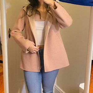Zara Pink Wool Blend Pea Coat Women's Small